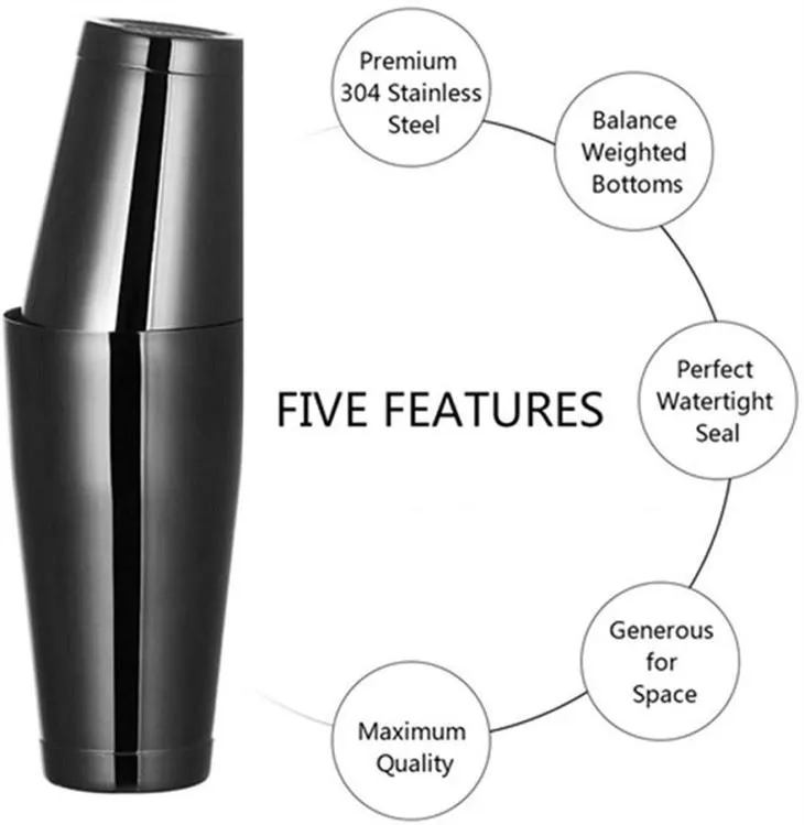 Boston shaker van zwart roestvrij staal