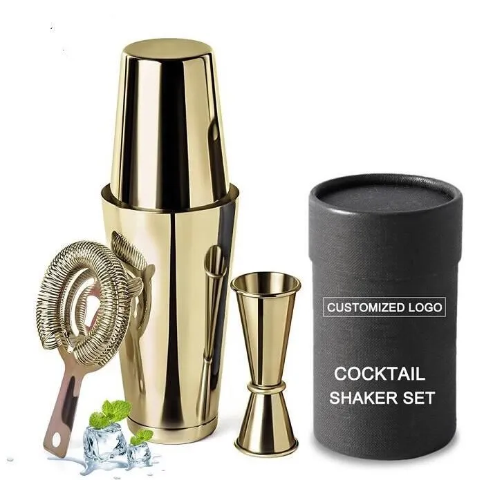 Professionele gouden cocktailshakerset