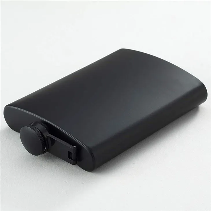 Roestvrij staal 6oz zwarte heup kolf